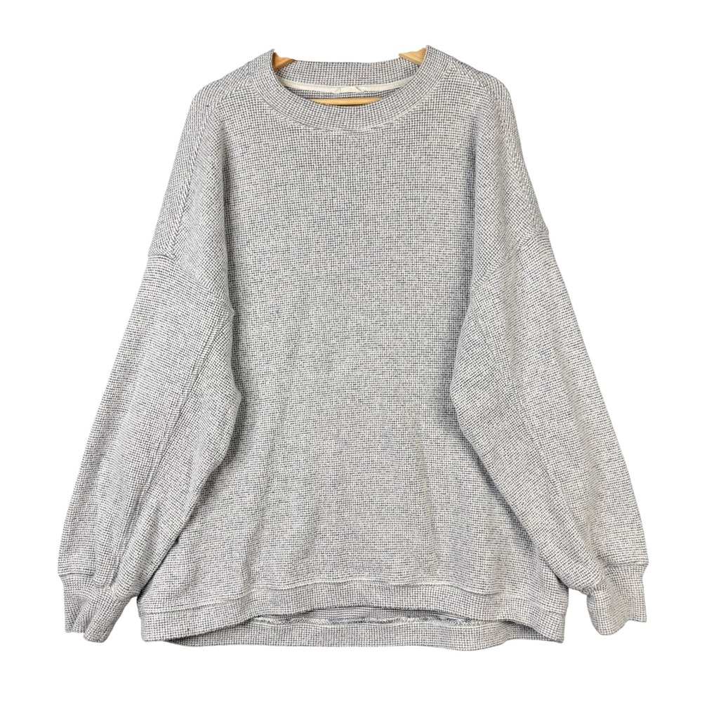 Aerie Sunday Soft Waffle Oversized Sweatshirt Gray Crew Neck L/G
